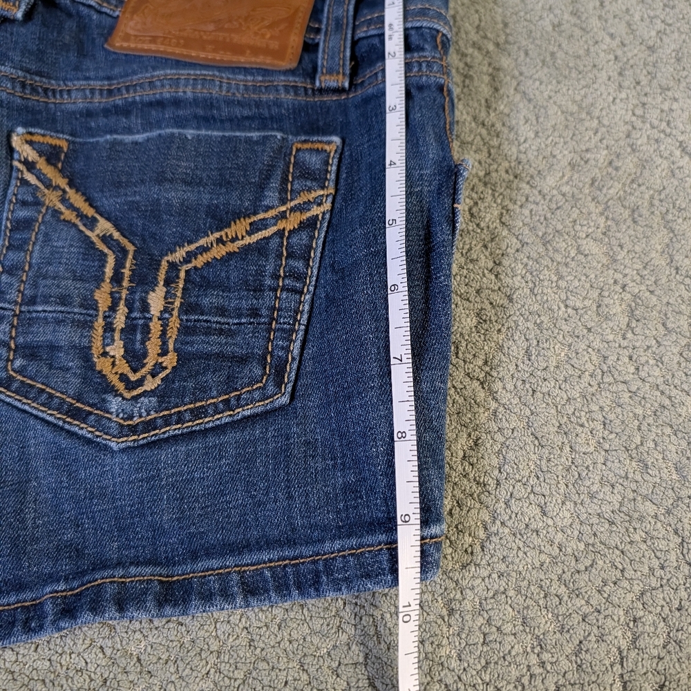 Vigoss Studio Y2K 1/2 Low Rise Frayed Denim Shorts Festival Grunge Boho 90s 00s - Picture 12 of 12